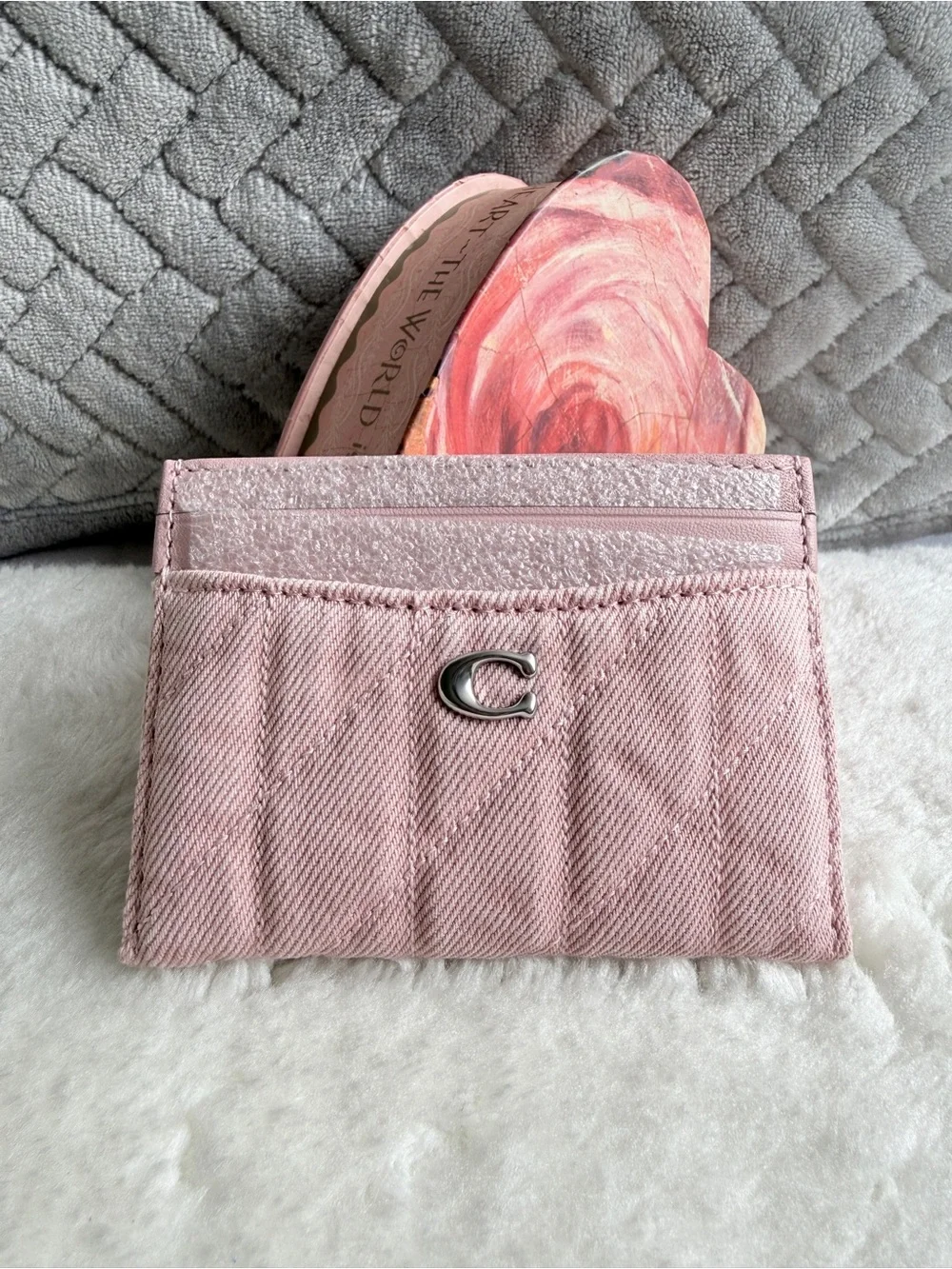 Coach Denim Cargo Card Case Wallet Ballerina Pink
